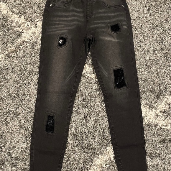 Girls Jean Denim Bundle Size 14-16 Stretch Adjustable Waist Distressed - Picture 5 of 11